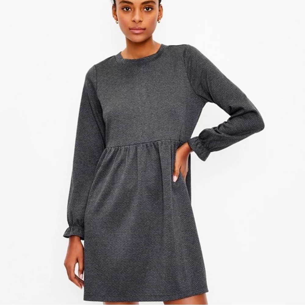 Loft Button Back Dress with Ruffle Sleeve